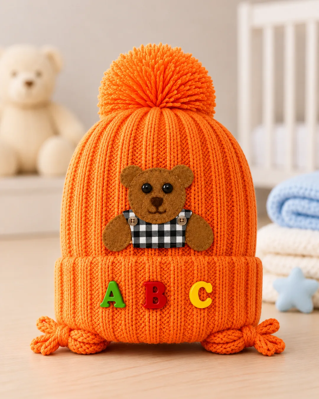 Gorro ABC Laranja com Pompom