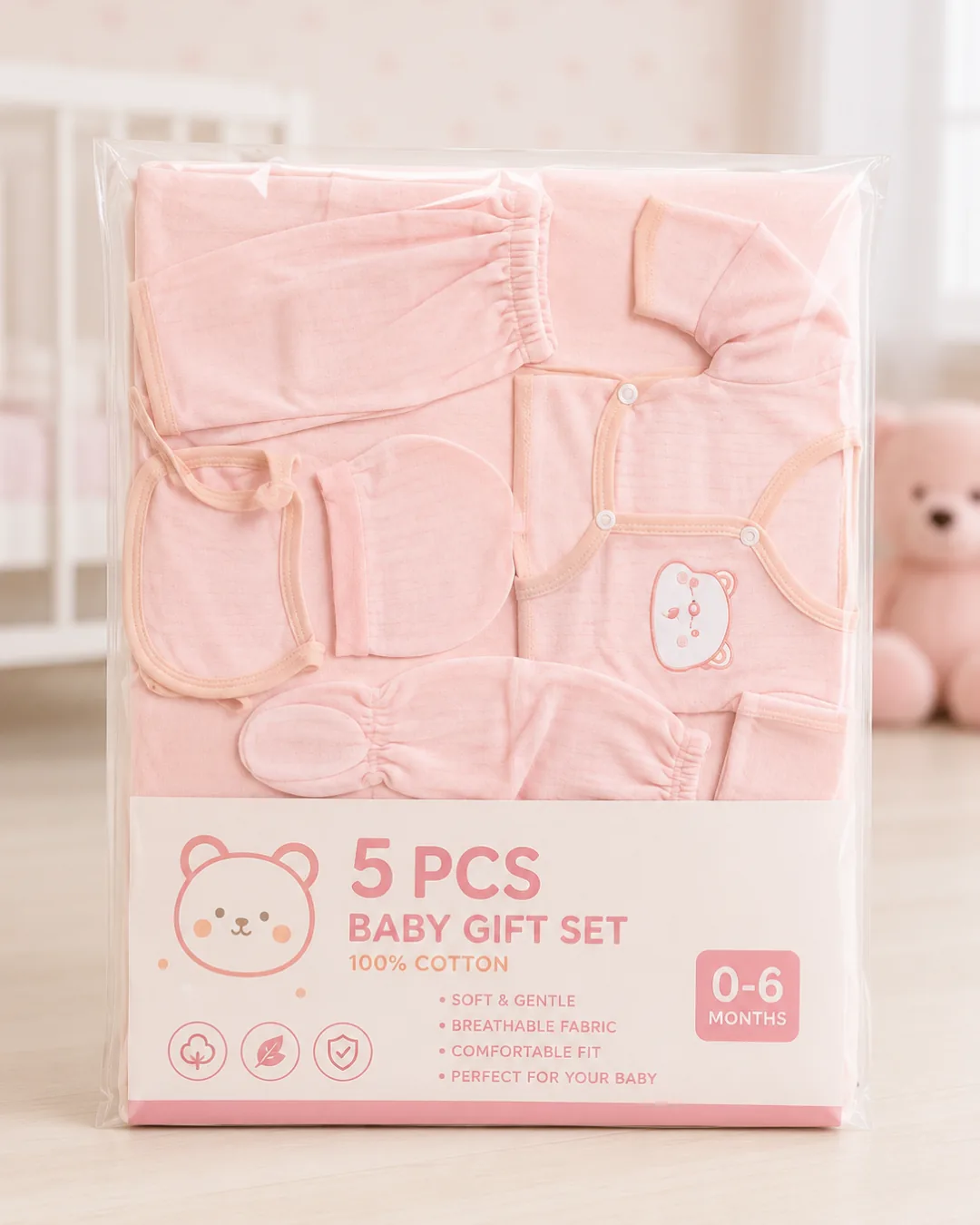 Kit Bebé 5 Peças Rosa